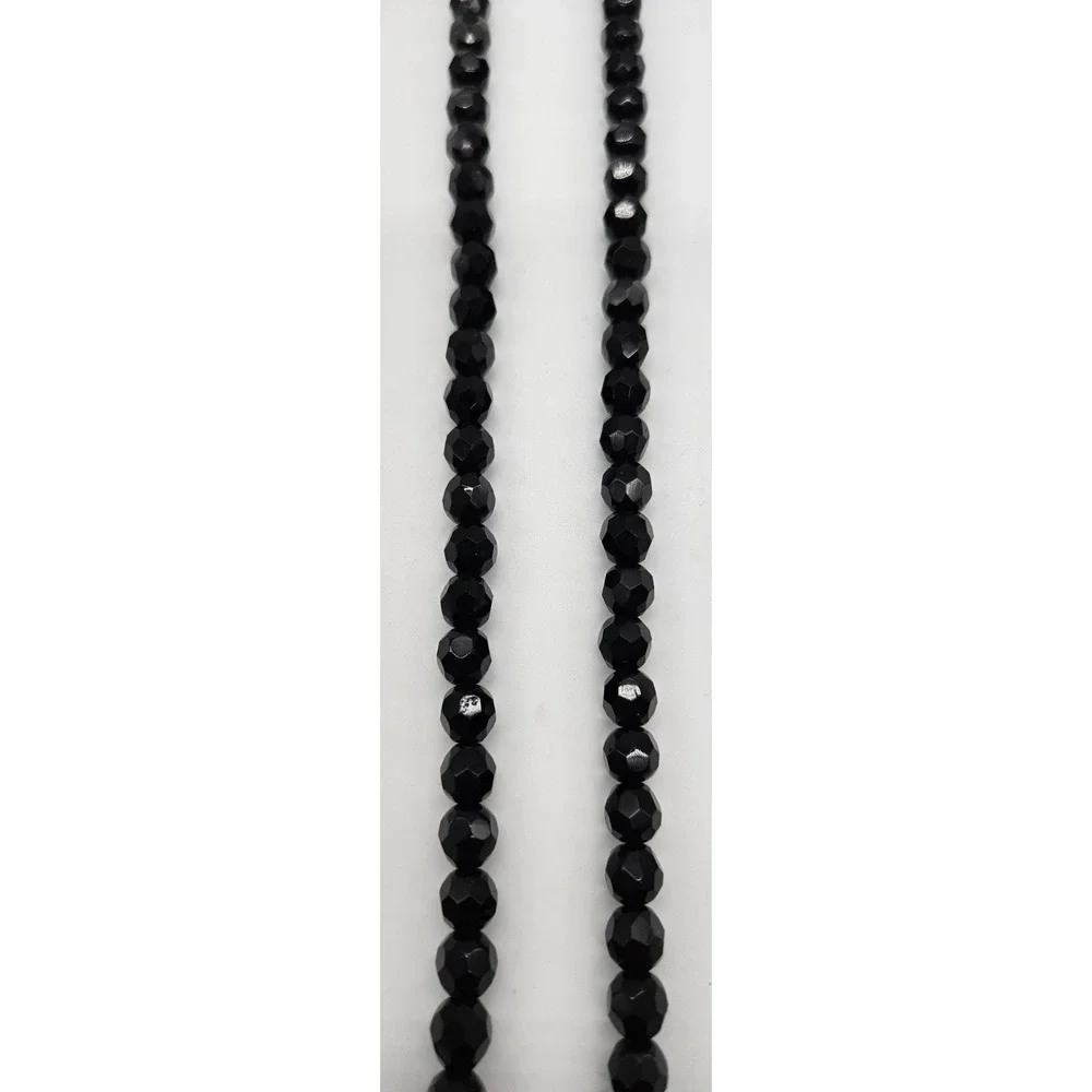 Vintage‎ JETS Faceted Black Beaded Necklace Barrel Clasp Graduated Strand